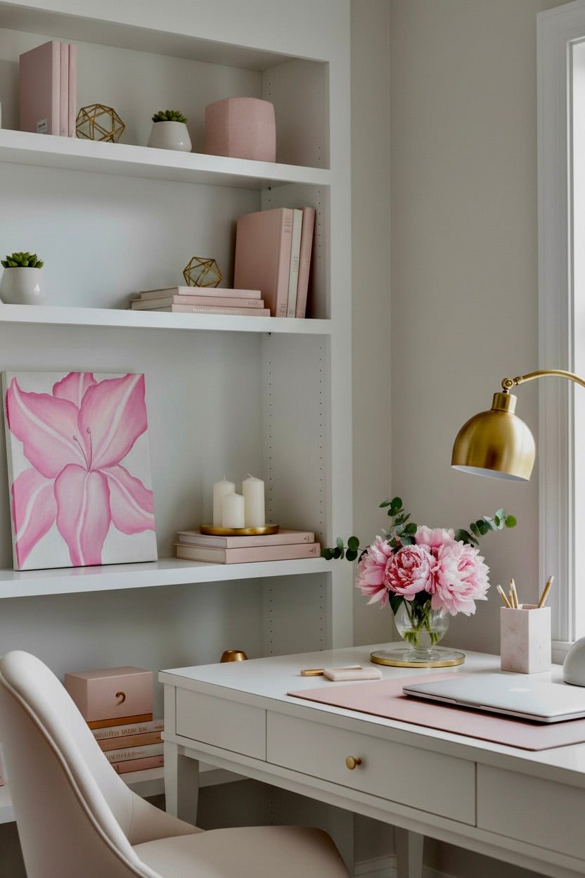 Blush Bloom: Dorm Decor Wall Art Print on Gallery Wrapped Canvas