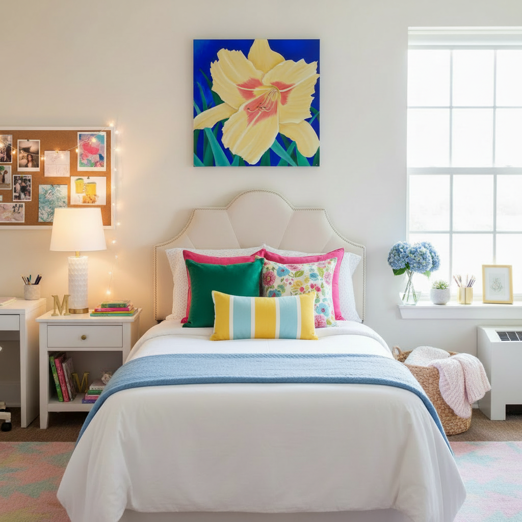 Golden Lily: Dorm Decor Wall Art on Gallery Wrapped Canvas