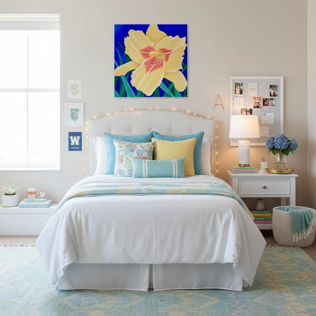 Golden Lily: Dorm Decor Wall Art on Gallery Wrapped Canvas