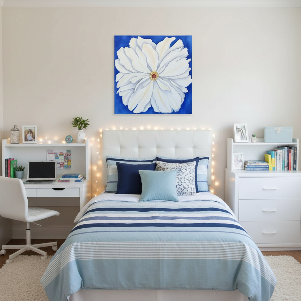 White Fire: Dorm Decor Wall Art Print on Gallery Wrapped Canvas