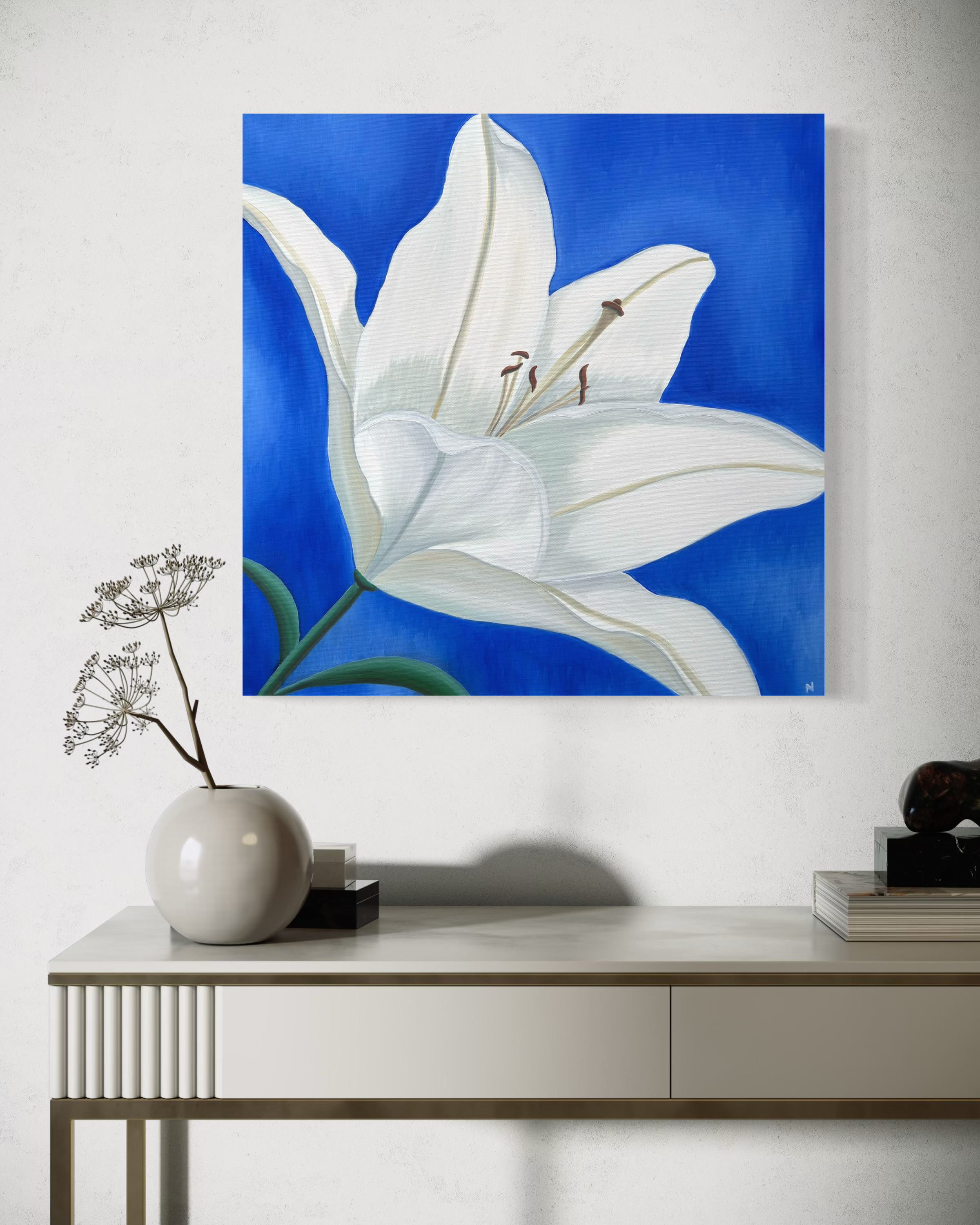 Lily on Blue: PRINT on Gallery Wrapped Canvas