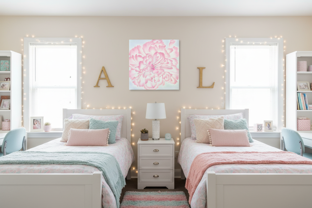 Tender Bloom: Dorm Decor Wall Art Print on Gallery Wrapped Canvas