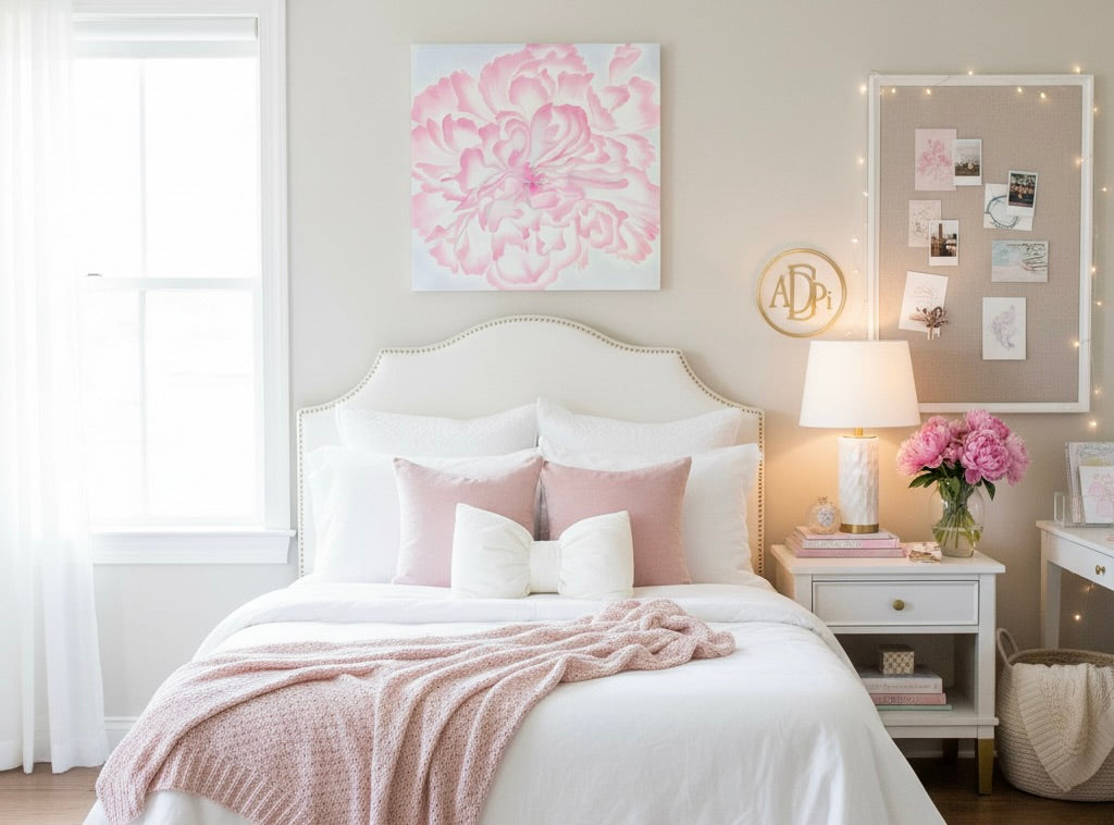 Tender Bloom: Dorm Decor Wall Art Print on Gallery Wrapped Canvas