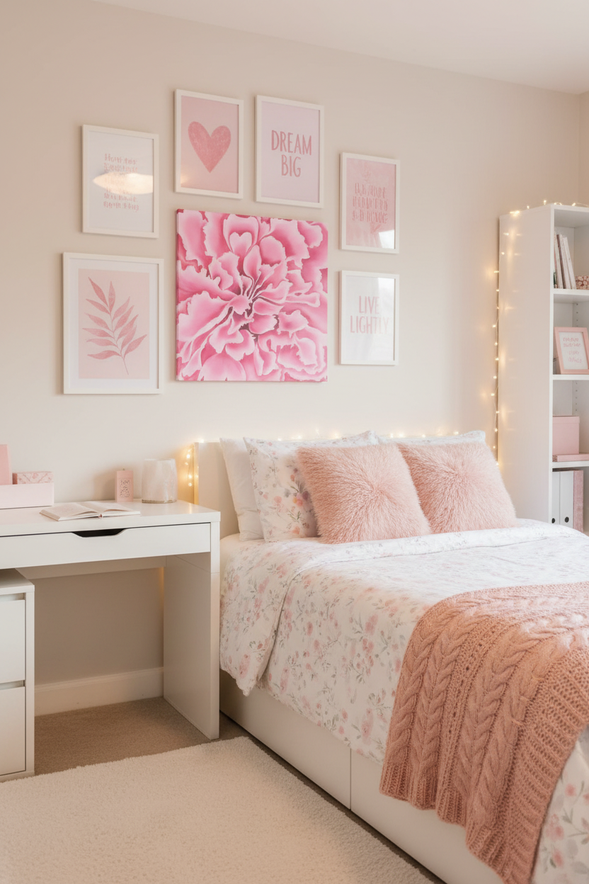 Radiant Bloom: Dorm Decor Wall Art Print on Gallery Wrapped Canvas